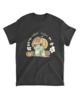 Cute Kawaii Fall Cottagecore Aesthetic Frog With Pumpkin T-Shirt