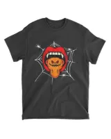 Halloween Lips Funny Pumpkin Lips Tongue Halloween Costume T-Shirt