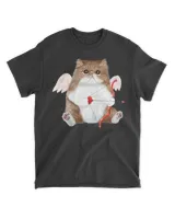 Funny Valentine's Day Cat Cupid Heart Persian Kitty Cherub T-Shirt