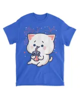 4th Of July Independence Day USA American Funny Kawaii Cat T-Shirt