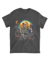 Spooky Halloween Skeleton Playing Trumpet Mellophone