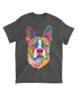 Pop Art Boston Terrier Lover Gift Men Women Dog Terriers T-Shirt