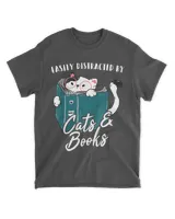 Easily Distracted By Cats And Books Funny Cat Lover Gift QTCATB191222A7