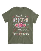 50 Year Old Made In 1974 Floral 50th Birthday Women T-Shirt
