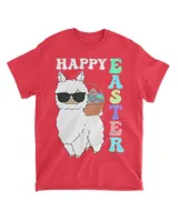 Kids Happy Easter Llama With Bunny Ears Funny Egg Boys Girls