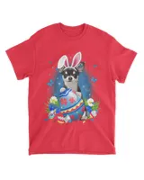 Bunny Chihuahua With Egg Basket Easter Flower Hunting Egg T-Shirt