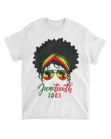 Juneteenth 1865 Girl Messy Bun Independence Day T-Shirt