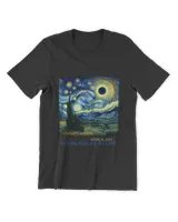 Total Solar Eclipse 2024 Vincent van Gogh Art Starry Night T-Shirt