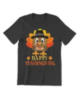 Happy Thanksgiving Shirts For Boys Girls Kids Pilgrim Turkey T-Shirt