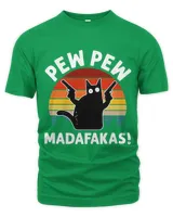 Vintage Retro Black Cat Pew Pew Madafakas