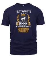 Womens Drink Beer And Hang With My Doberman Pinscher Dog Lover V-Neck T-Shirt