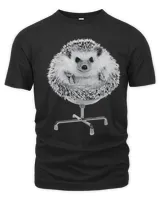 Funny Hedgehog In An Office Chair Ready For Work Fat Animal