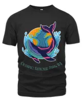 Olympic National Park Colorful Abstract Indigo Whale Design