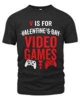 V Is For Video Games Funny Valentines Day Gamer Controller