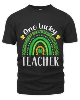 Teacher Job One Lucky Teacher Rainbow Shamrock St Patricks Day Men Women-1