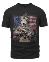 USA Patriot Siberian Husky Dog as Army Commando