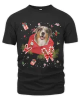 Aussie Dog In Christmas Card Ornament Pajama Xmas408