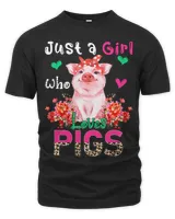 Just A Girl Who Loves Loves Pigs Floral Leopard Pig Farmer