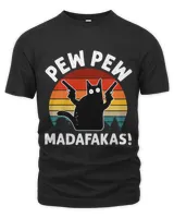 Vintage Retro Black Cat Pew Pew Madafakas