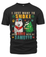 Vintage Smoke And Hang With My Samoyed Funny Smoker Weed