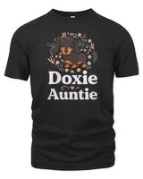 Womens Doxie Auntie Floral Dachshund Shirt Dog Lover Aunt V-Neck T-Shirt