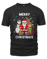 Merry Christmas Santa And Friends Boys Girl Kids Family Xmas