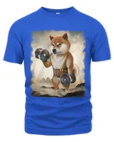 Shiba Dog Muscle Training Weightlifting with Dumbbell