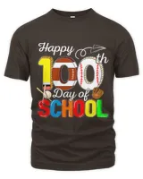 Happy 100th Day Of School Football Baseball Sport Lovers