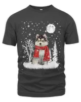 Pomsky Under Moonlight Snow Christmas Pajama 312