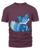 Cute Blue Sit Anime Fox Deutschland Geschenk