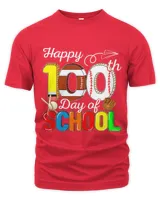 Happy 100th Day Of School Football Baseball Sport Lovers