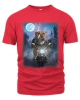 English Bulldog Riding Motorcycle Icy Moon Biker Dog