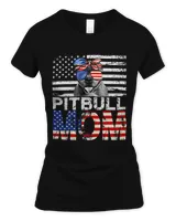 Womens Cool Pitbull Mom USA Flag Patriotic Mothers Day