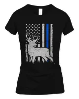 Patriotic Law Enforcement Blue Line Flag Deer Hunting