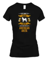 Womens Drink Beer And Hang With My American Akita Dog Lover V-Neck T-Shirt