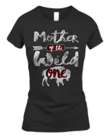 Womens Mother of the Wild One Shirt American Bison Buffalo Plaid V-Neck T-Shirt