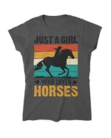 Just A Girl Who Loves Horses Vintage Retro Silhouette Gift