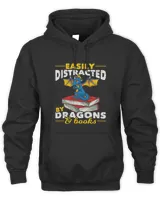 Easily Distracted By Dragons And Books Funny Book Dragon