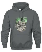 T Shirt Wolves Howling Under Northern Lights Aurora Moon