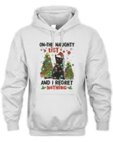 On The Naughty List And I Regret Nothing Cat Christmas Shirt