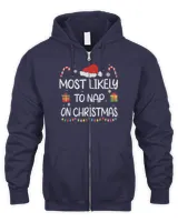 Most Likely To Nap On Christmas Sweatshirt family funny matching T-Shirt