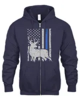 Patriotic Law Enforcement Blue Line Flag Deer Hunting