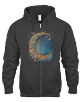 Crescent Moon with Stars abstract Bohemian Style Women Girls
