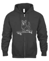 Corgi Skateboarding Outline Line Drawing Skater Corgi Dog