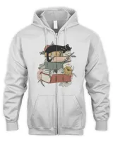 Cute Book Cat Floral Shirt