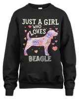 Womens Just A Girl Who Loves Beagle Dog Flower