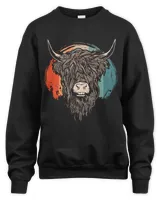 Vintage Retro Scottish Highlands Cow Hairy Cow Cattle Farmer