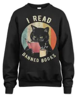 Cat I Read Banned Books Bookworms Reading Book Tee Shirt