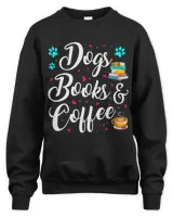 Dogs Books Coffee Funny Dog Lover Book Lover Readers Premium T-shirt