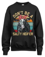 Womens Dont Be A Salty Heifer Cows Lover Farmer Sunset Vintage